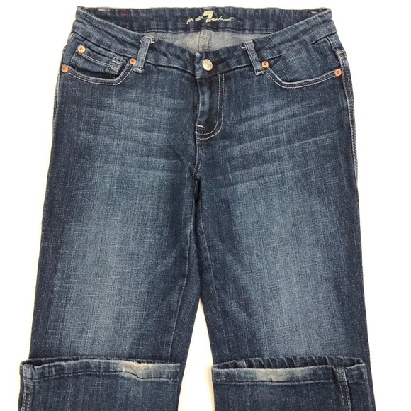 Rare 7FAM Jeans l Sz 28 l Straight Leg Butterfly Back Pockets Jeans - Picture 7 of 14